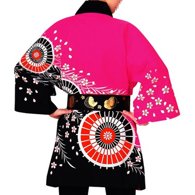桃色と黒の祭半纏